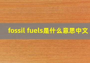 fossil fuels是什么意思中文